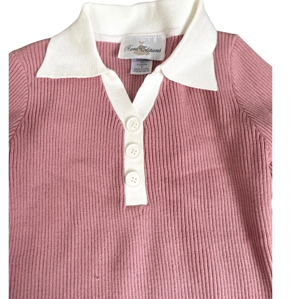 Rare Editions Girls Blush Pink Ribbed Knit Long Sleeve Sweater Dress‎ Size 8 NWT
